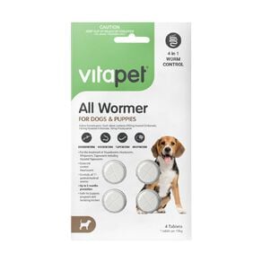 Vitapet All Wormer Tablets Dog and Puppies 4 Pack