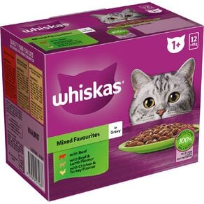 Whiskas Mixed Favourites in Gravy Adult Wet Cat Food 12 Pack 85g