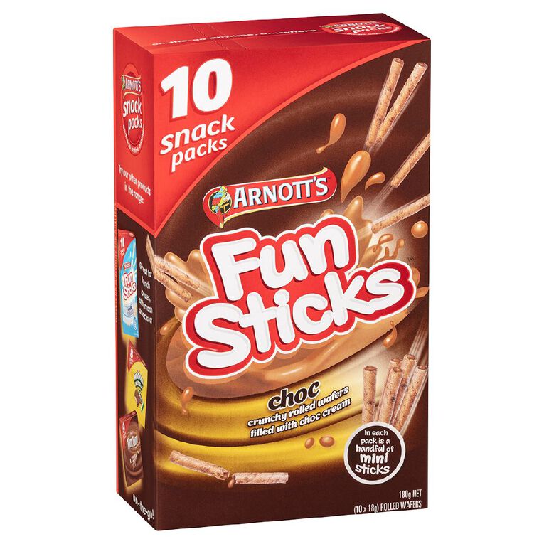 Arnott's Fun Sticks Choc 10 Pack, , hi-res