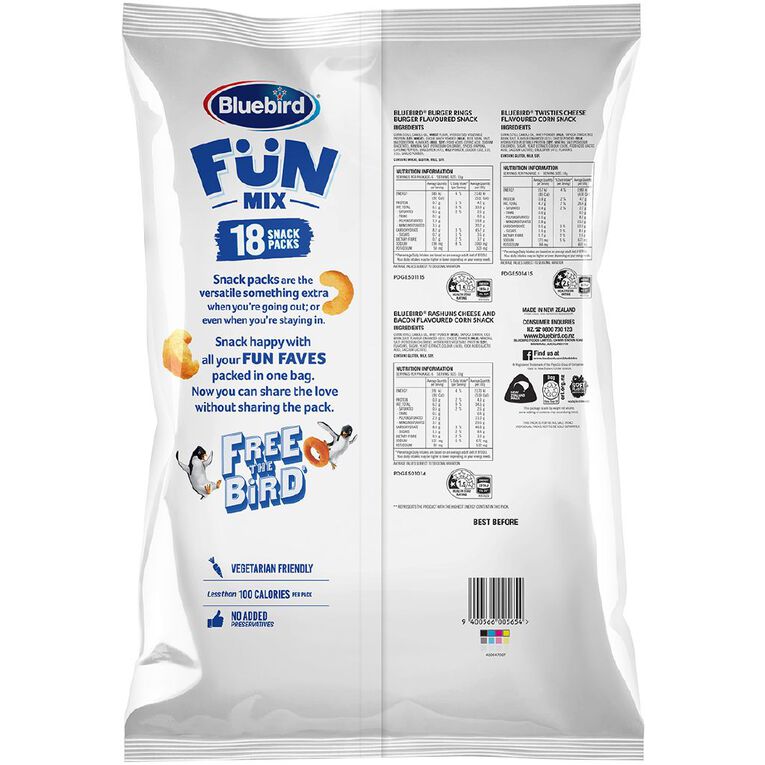 Bluebird Mega Cheese Twist Rashuns Burger Rings Combo 324g 18 Pack, , hi-res