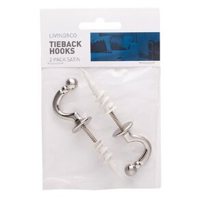 Living & Co Curtain Tieback Hook Satin Steel 2 Pack