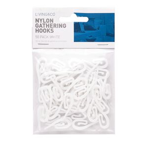 Living & Co Curtain Gather Hooks White 50 Pack