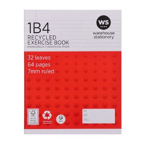 WS Exercise Book 1B4 7mm Ruled 32 Leaf Red Mid