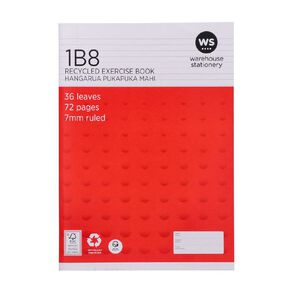 WS Exercise Book 1B8 7mm Ruled 36 Leaf Red Mid