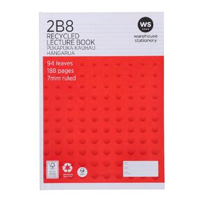 WS Lecture Book 2B8 7mm Ruled Hardcover 94 Leaf Red Mid