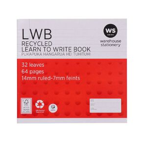 WS Exercise Book Learn to Write 7mm Ruled 32 Leaf Red Mid