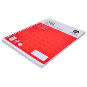 WS Spiral Writing Book 240 Page A4 Wiro Red Mid