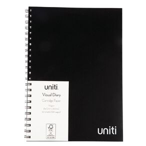 Uniti 110gsm Spiral Visual Diary 60 Sheets Black A4