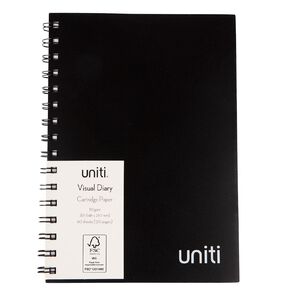 Uniti Visual Diary Spiral 110gsm 60 Sheets Black A5