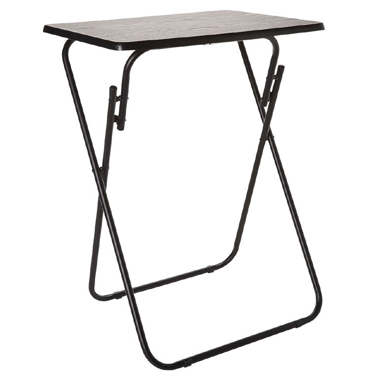 Living & Co Metal Folding Side Table Wood Look, , hi-res