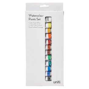 Uniti Watercolour Paint Set 11 x 12ml 1 x 21ml 12 Pack