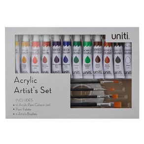 Uniti Acrylic Paint Palette and Brush Box Set