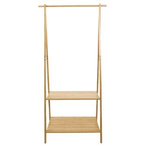 Living & Co Bamboo Garment Rack With 2 Shelves