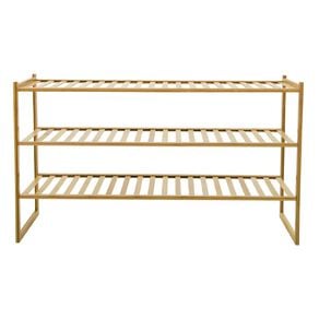 Living & Co Bamboo Stackable Shoe Rack 3 Tier