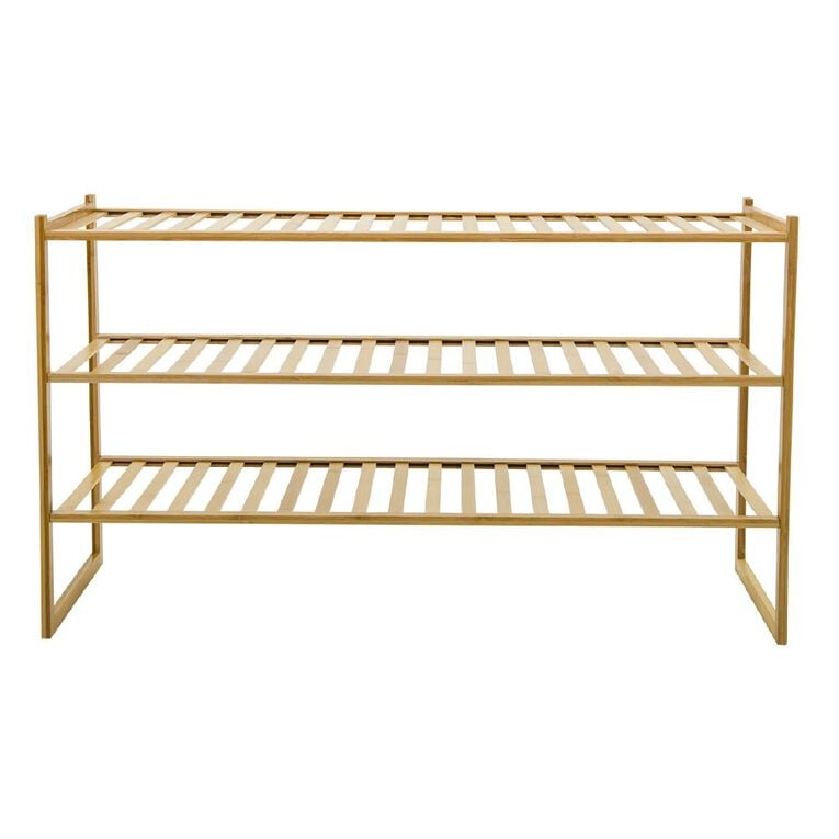 Living & Co Bamboo Stackable Shoe Rack 3 Tier, , hi-res