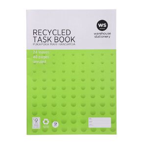 WS Task Book 335mm x 240mm Unruled 24 Leaf Green Mid