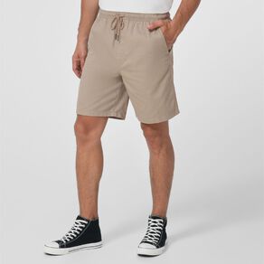 H&H Men's Elastic Waist Plain Drill Shorts