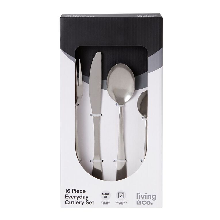 Living & Co Everyday Cutlery Set Stainless Steel 16 Piece, , hi-res