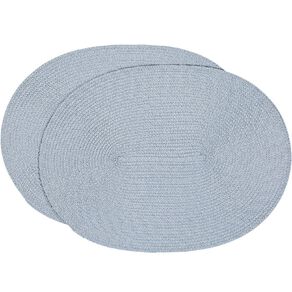 Living & Co Woven Oval Placemat Blue Blue 2 Pack