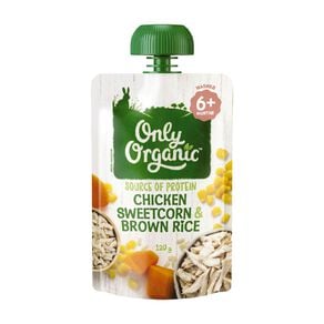 Only Organic Chicken Sweetcorn & Brown Rice 120g