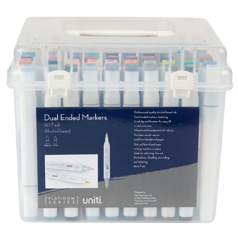 Uniti Dual Ended Artist Markers 80 Pack Assorted, , hi-res