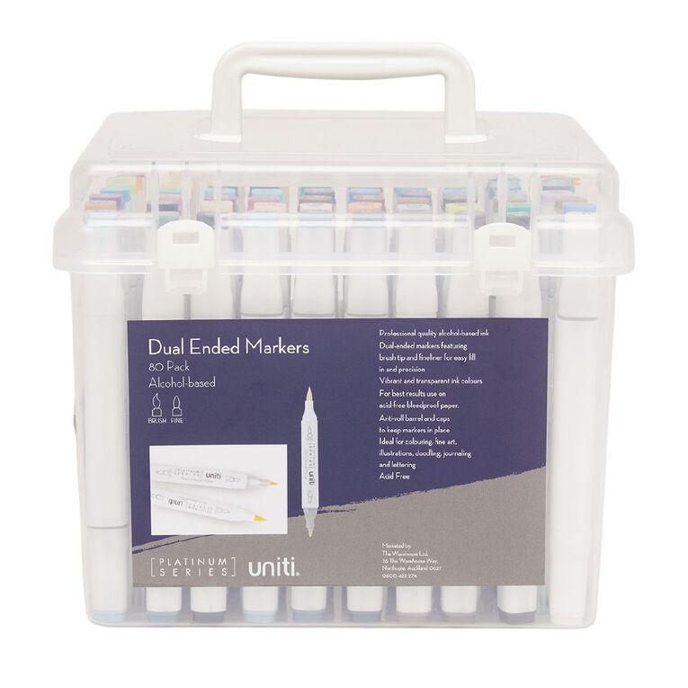 Uniti Dual Ended Artist Markers 80 Pack Assorted, , hi-res