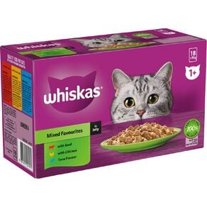 Whiskas Wet Cat Food Mixed Favourites In Jelly 18x85g Box