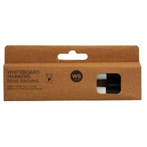 WS Whiteboard Marker Chisel Black 2 Pack