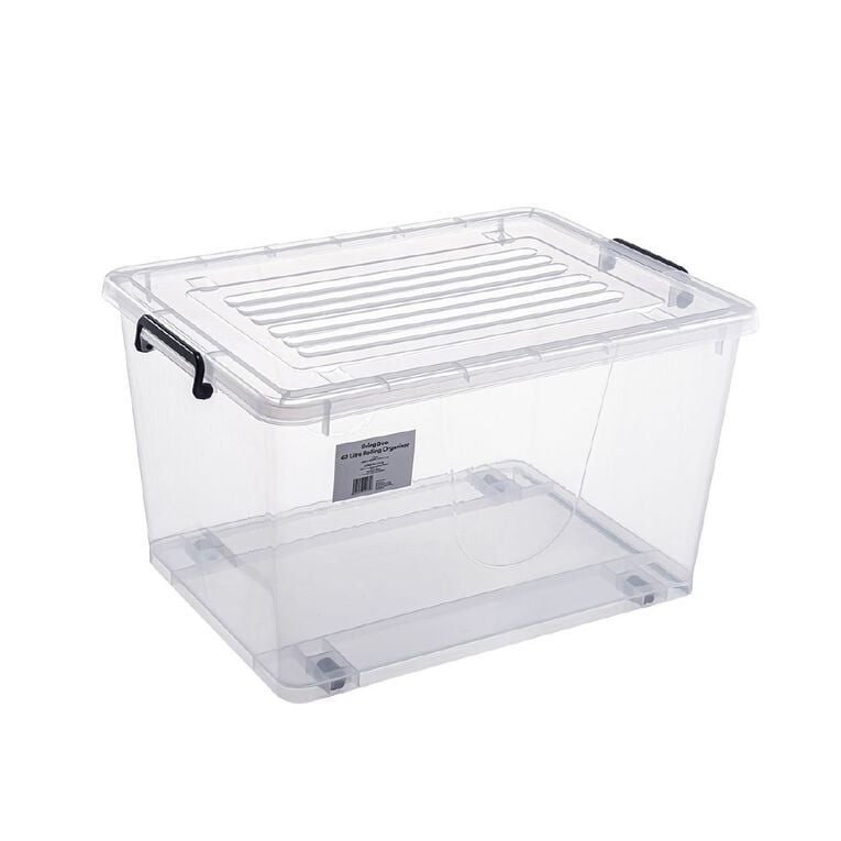 Living & Co Rolling Organiser 62L Clear, , hi-res