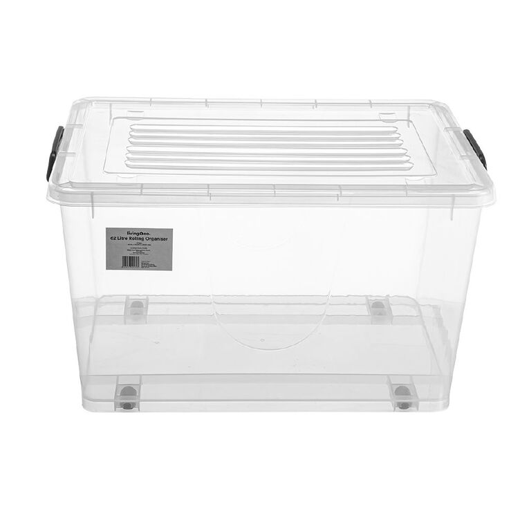 Living & Co Rolling Organiser 62L Clear, , hi-res