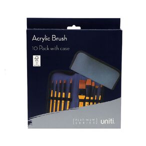 Uniti Platinum Acrylic Brush with Case 10 Pack