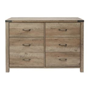 Living & Co Homestead Lowboy 6 Drawer Rustic Oak Finish