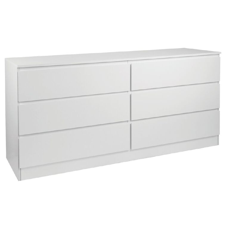 Living & Co Tahoe Lowboy 6 Drawer White, , hi-res