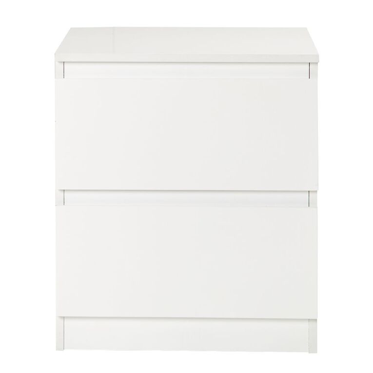 Living & Co Tahoe 2 Drawer Bedside Table White, , hi-res