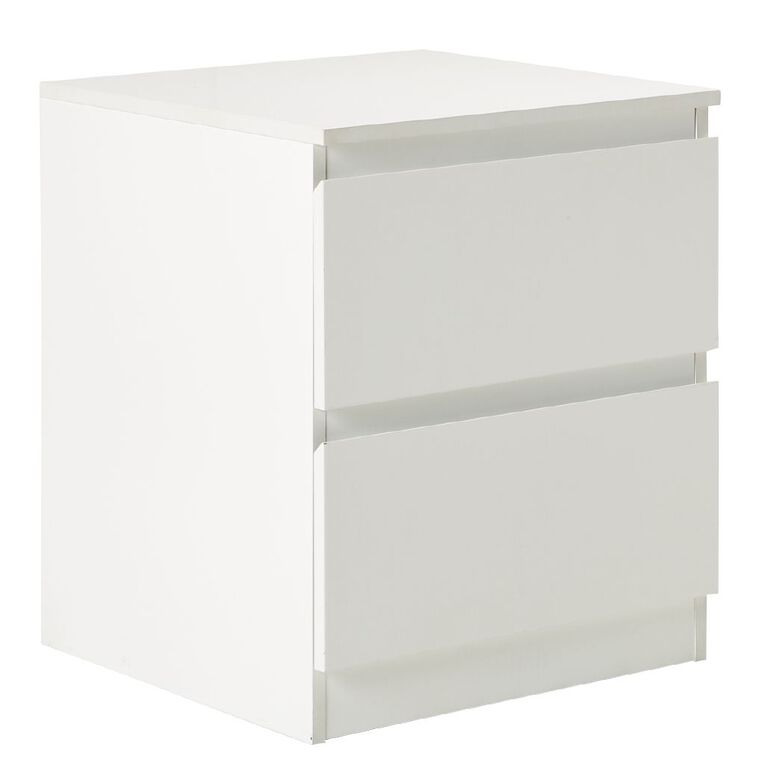 Living & Co Tahoe 2 Drawer Bedside Table White, , hi-res