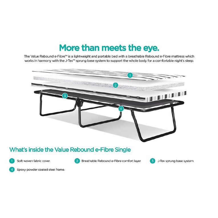 Jay-Be Value Folding Bed with Rebound e-Fibre Mattress, , hi-res