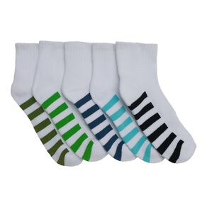 Active Intent Kids' Quarter Crew Cushioned Socks 5 Pack