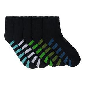 Active Intent Kids' Quarter Crew Cushioned Socks 5 Pack