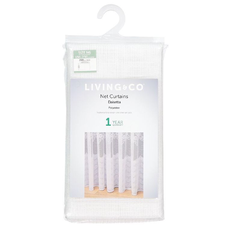 Living & Co Daisetta Net White 150-230cm Wide/135cm Drop, White, hi-res