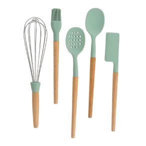 Living & Co Silicone Wood Utensil Set 5 Piece Sage