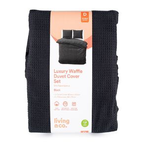 Living & Co Duvet Cover Set Luxury Waffle Black