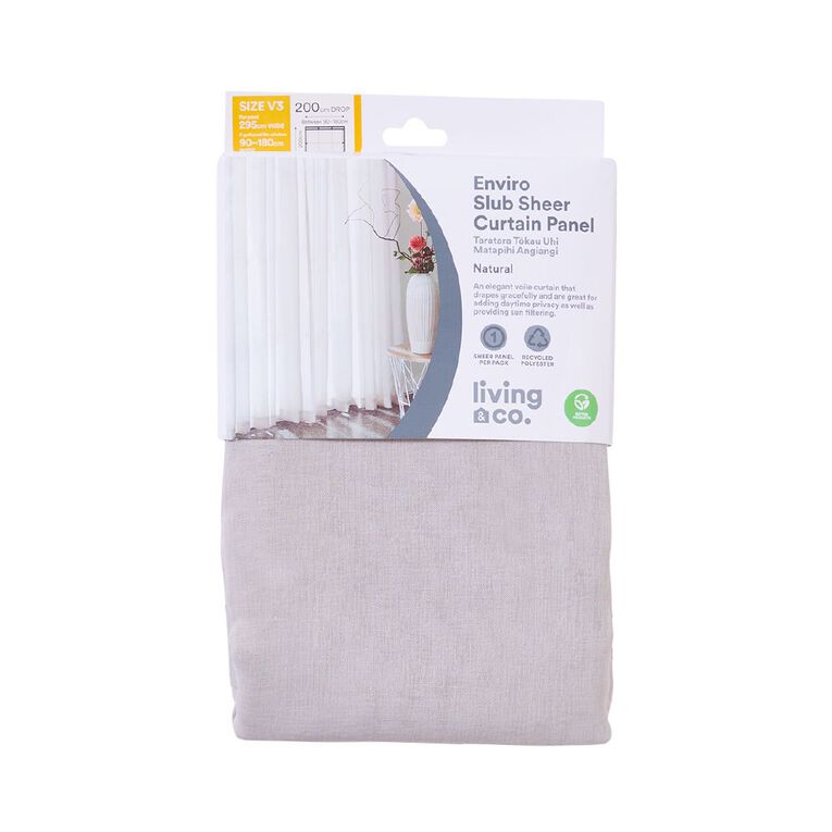 Living & Co Enviro Slubbed Voile Natural 90-180cm Wide/240cm Drop, Natural, hi-res