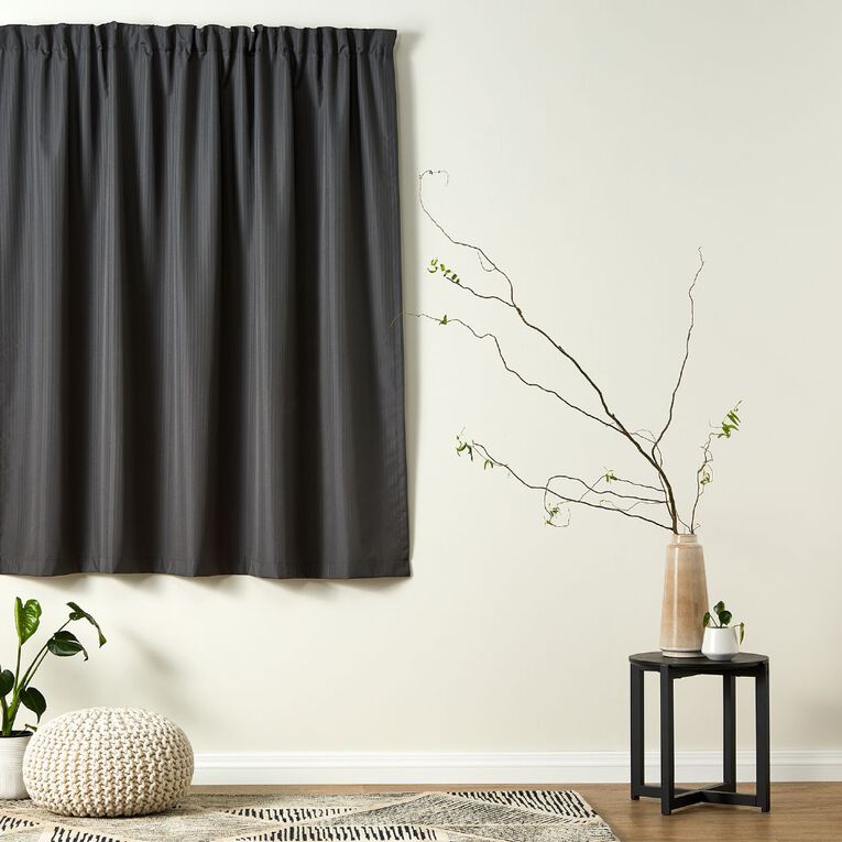 Living & Co Caspian Curtain Charcoal 230-330cm Wide/205cm Drop, Charcoal, hi-res