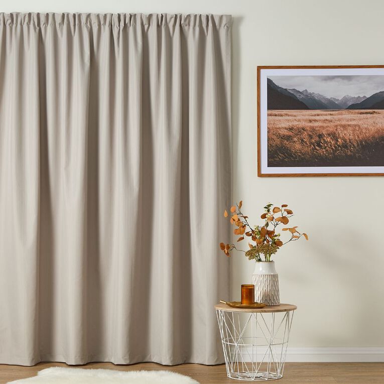 Living & Co Caspian Curtain Taupe 150-230cm Wide/160cm Drop, Taupe, hi-res