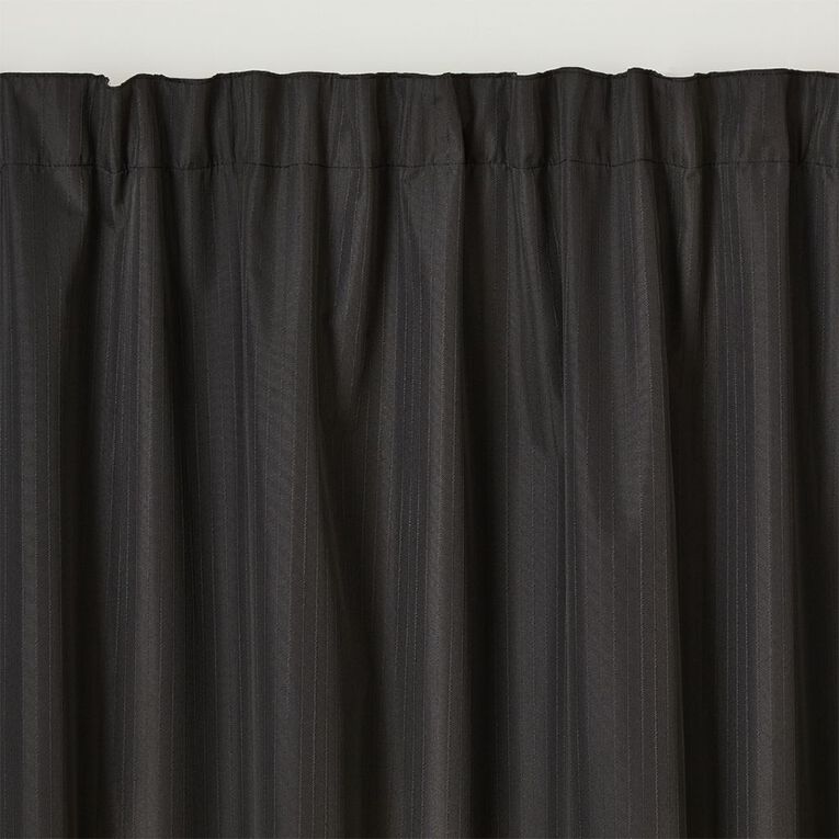 Living & Co Demi Blockout Curtain Black 150-230cm Wide/160cm Drop, Black, hi-res