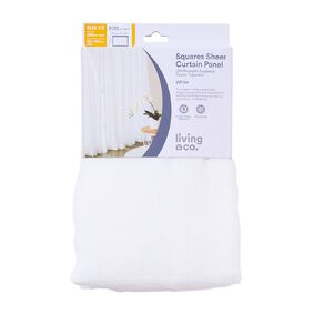 Living & Co Squares Pencil Pleat Voile White