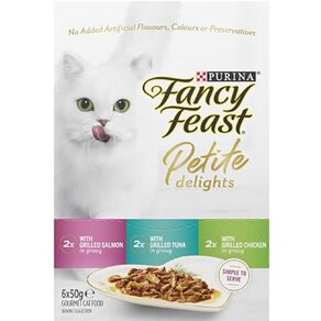 Fancy Feast Petite Delights Salmon Tuna Chicken Variety Pack 6x50g