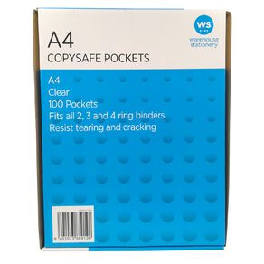 WS Copysafe Pockets 100 Pack Clear A4