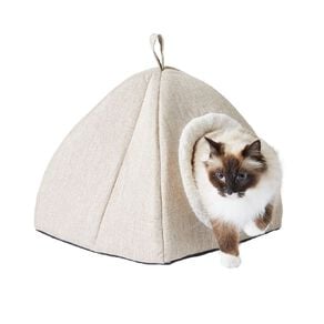 Petzone Mod Cat Cave Linen Look Natural Small