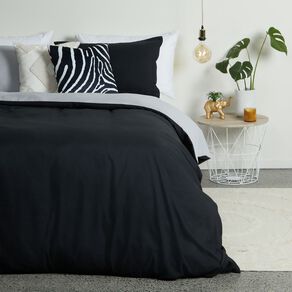 Living & Co Duvet Cover Set Microfibre Reversible Black/Grey